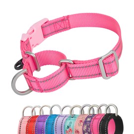 YUDOTE Reflective Martingale Dog Collars, Escape Proof Anti-Pull Training Collar with Safety Quick Release for Narrow Head Dogs Makes Walking Easier, Extra Small, Hot Pink