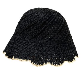 White Fang CZ039 Women's Bucket Hat, Fluttery, Cute, Stylish, Simple,, Black