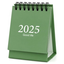 ALLY-MAGIC Mini Desk Calendar, Small Desktop Calendar, Mini Desk Top Calendar 2024 Jul-2025 Dec, Mini Daily Schedule Tiny Desk Calendar with Stickers for Home Office School Y9CSMNRL (Green-2025)