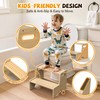 Uiirvdy Step Stool for Toddler, Sturdy Wooden 2-Step Stool with