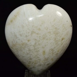 2.6" White Scolecite Puffy Heart Natural Zeolite Crystal Sparkling Mineral Polished Gemstone Heart - India + Acrylic Display Stand