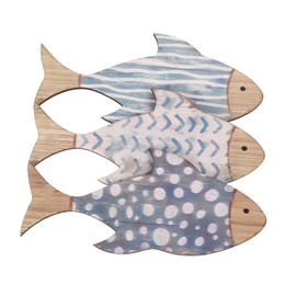 MAGICLULU 3pcs Wooden Fish School Decoration Nautical Wall Decor Wooden Beach Wall Art Nautical Nursery Wall Art Fish Decoration Beach Theme Wall Decor Rustic Coastal Wall Decor Sky-blue