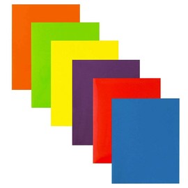 JAM PAPER Laminated Two Pocket Glossy School Folders - Letter Size - High Gloss Assorted Primary Colors - 6/Pack