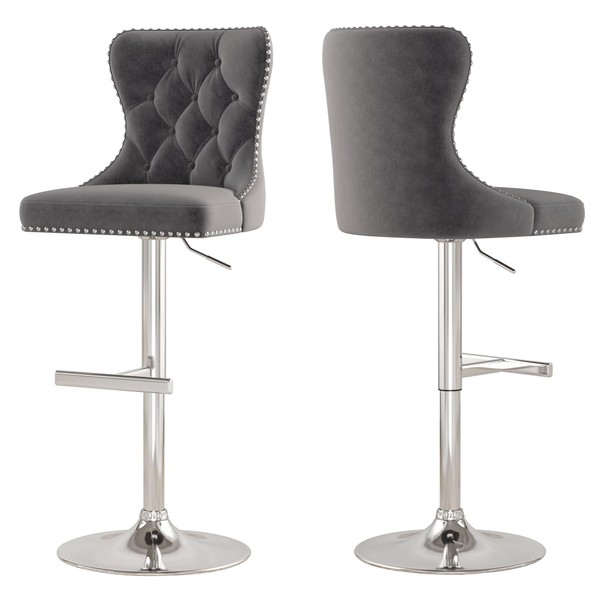 GOOLON Bar Stools Set of 2, Velvet Swivel Counter Height