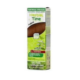 Henna Herbal Time Natural Cappuccino Nº 2 | Coloring with Nettle Extract | Gray Hair Cover | Temporary Color Dye Cream | Ammonia Free, Sulfates Free, Parabens Free | 75 ml