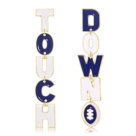 Football Dangle Earrings Sports Earrings Game Day Earrings Fun Earrings Football Helmet Jersey Earrings Sport Team Outfits Accessories Party Favor Gifts (Touchdown Blue White)