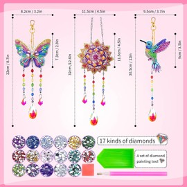 Wind Chime Craft Set Children, Gifts Girls 6 7 8 9 10 11 Years Gift Ideas, Diamond Painting Wind Chime Children Adults, Crystal Pendant Hanging for Window Decoration, Garden Decoration