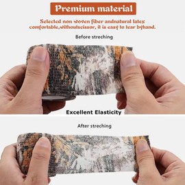 Camo self-Adhesive Bandage-Camo Tape，6rolls,2in×5yd Each,for Sports & Pet Bandages, Used to Wrap Hands, Feet, Joints, and Outdoor Equipment(Biomimetic)