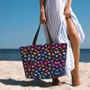 CHAOS MONKEY Women Large Beach Bag Funny Colorful Dinosaur Pattern