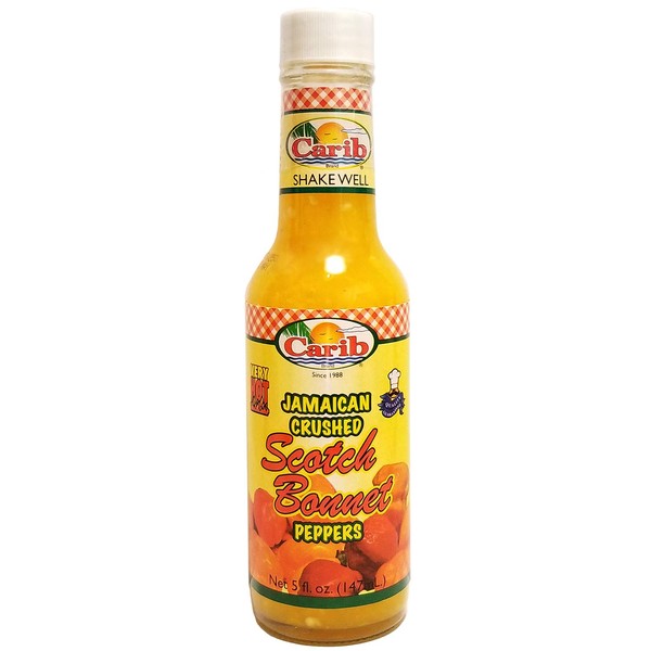 Carib Jamaican Yellow Crushed Scotch Bonnet Peppers 5 Ounce Sauce