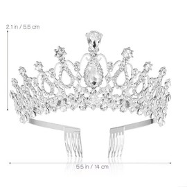 Silver Rhinestone Tiara Crown, Crystal Crown with Combs Tiaras for Women Bridal Wedding Prom Birthday Tiara Cosplay Party Costumes Hair Accessories for Bride Women Girls