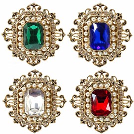 Axmerdal Wedding Bridal Big Crystal Rhinestone Bouquet Brooch Pin for Women (gold bridal flower)