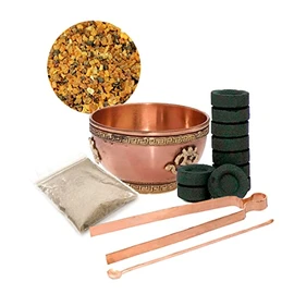 NKlaus 6-Piece Set Incense Bowl Tongs Spoon 100g Incense Charcoal 40g Smoking Sand 40684