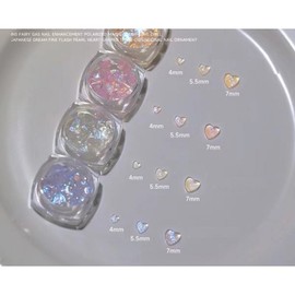 Aurora glitter heart stone nail parts, pink, 1 piece / 오로라 글리터 하트 스톤 네일 파츠, 핑크, 1개