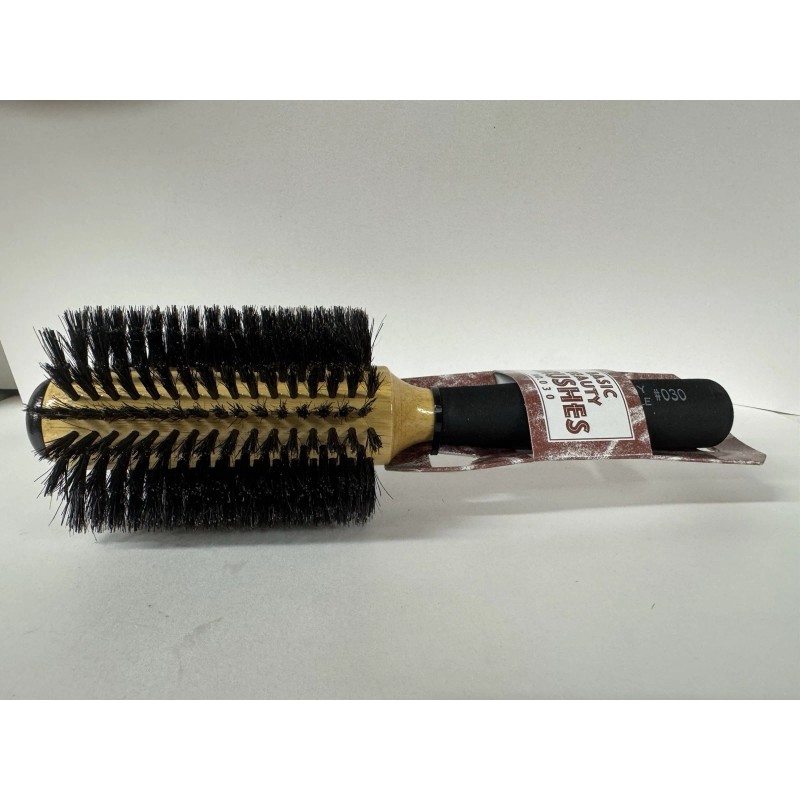 Basic Beauty High-Density firm Boar Bristles Wood Round Brush for