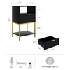 AEPOALUA Nightstand,Modern Bedside Table with One Drawer and Two Shelf，Black