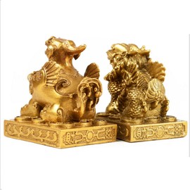 Pixiu Cucumber Male and Female Set, 1 Pair, Copper Feng Shui Figurine, Interior Decoration, Amulet, Set of 2, Increase Luck, Feng Shui Item, Good Luck, Money, Gambling Luck, Good Luck, Thank You, New Year, Gift, Includes Bonus Five Empowerment Coins