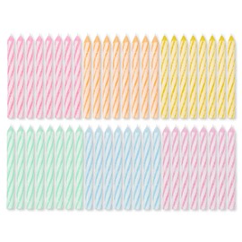 American Greetings Birthday Candles, Small Pastel Spiral with Crystalline (48-Count)
