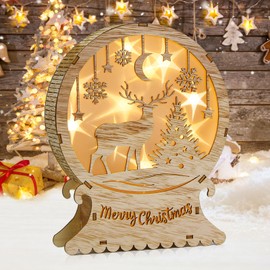 Aragallant LED Christmas Lighting Made of Wood, Christmas Star Lighting Window Lighting, LED Christmas Decoration Wood, LED Elk Light, Christmas Decoration LED for Indoor Balcony