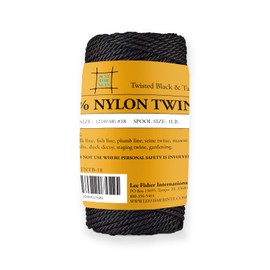Just For Nets Twisted Tarred Nylon Bank Line Twine, Black, 1lb Spool - Heavy Duty String Line for Net Repair, Camping, Trot Line Fishing, Bushcraft Cordage (#18-1lb Spool)