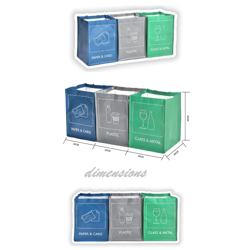 YOUNG DA Reusable Recycle Bags, 3-Piece Separate Recycling Bin Set