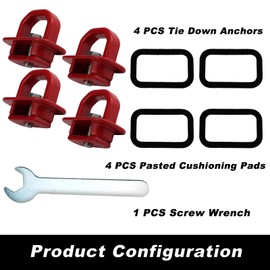 KEEGTBOX 4PCS Tie Down Anchors Truck Bed Side Wall Anchor Fit for 2007-2022 Chevy Silverado/GMC Sierra Pickup and Chevy Colorado/GMC Canyon 2015-2022 Truck Bed Cargo Hooks (Pack of 4, All Red)