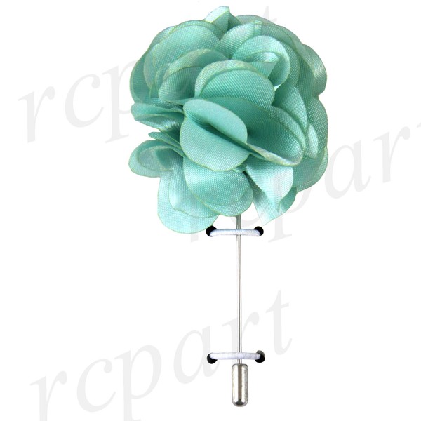 New in box formal Men Suit chest brooch aqua green solid 2" flower lapel pin