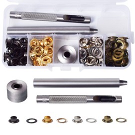 Melofo 120 Pcs Grommet Tool Kit 1/4 Inch Grommets Eyelets with 3 Pieces Install Tool and Storage Box, Eyelet Punch Kit Grommets Repair Kit for Tarpaulin, Fabric, Leather, Craft Making, Assorted Color