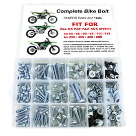Xitomer 314 PCS Bolts Kits Engine Body Frame Exhaust Fit for KL250 KL600 KL600 KL650 KLR250 KLX110 KLX125 KLX140 KLX250 KLX300 KLX400 KLX650, Body Engine Plastics Frame Exhaust Bolt Kit