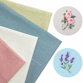 Pack of 4 Linen Fabric, Natural Fabric for Embroidery, BTIYMU Cross Stitch Fabric, Thin Fine Embroidery Fabric for Children and Adults, Cotton Linen Fabrics Sold by the Metre, Chunky Embroidery