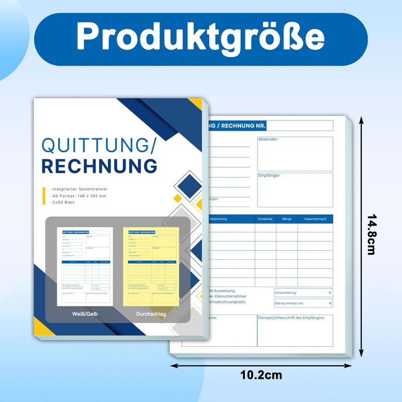 Yezirzax A6 Receipt Pad with Duplicate 2 x 50 Sheets