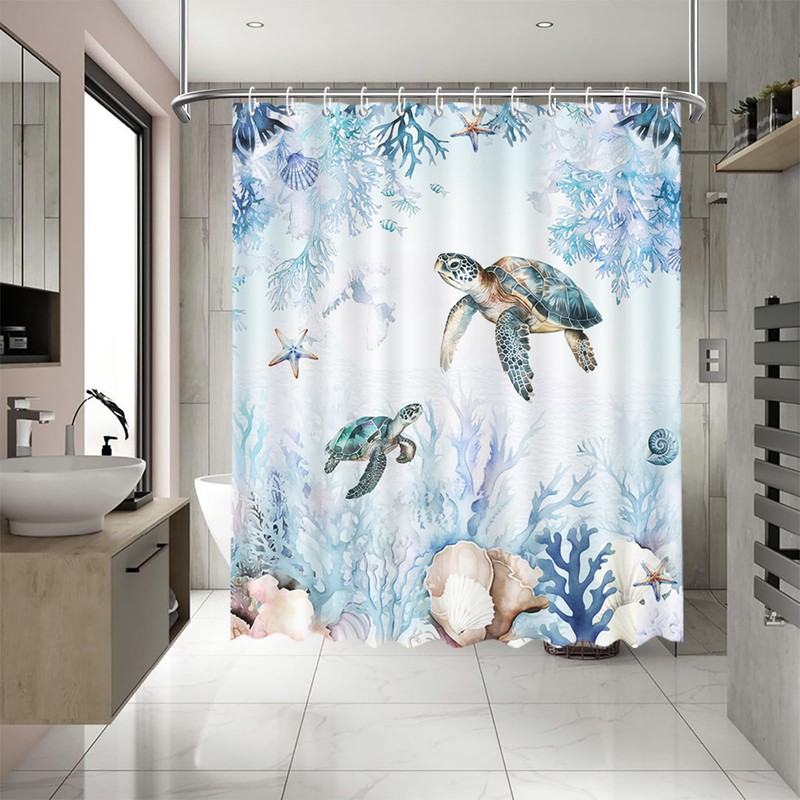 APROPHIC Shower Curtain Blue Summer Ocean 180 x 180 cm,