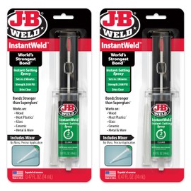 J-B Weld InstantWeld 2 Pack - Clear, 2 Minute Set Epoxy Adhesive, Static Mixer No Mess Application - 14ml