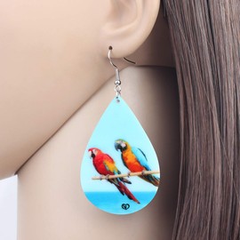 TIZURO Acrylic Cute Teardrop Parrot Earrings Hawaiian Summer Beach Tropical Birds Animals Dangle Jewelry For Women Bird Lovers Gifts (Sky)