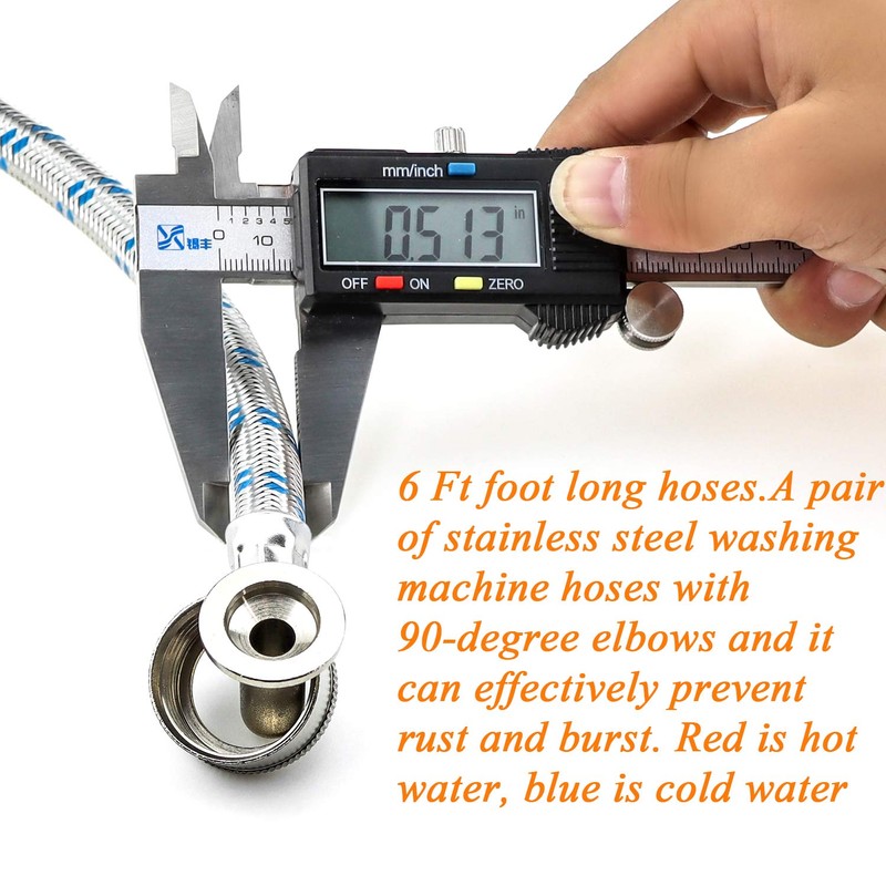 Beaquicy Washer Stainless Steel Hoses with 90 Degree Elbows -