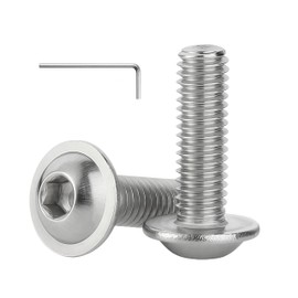 WZHUIDA M6 x 50 mm Screws, Stainless Steel Rounded Head Screws with Flange, Full Thread Hexalobular Flange Screws with Wrench, Pack of 20