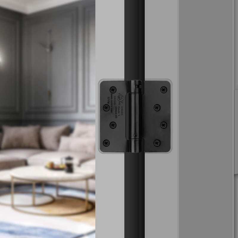 Haidms 3 Pack Spring Hinge 4 Inch Matte Black Self