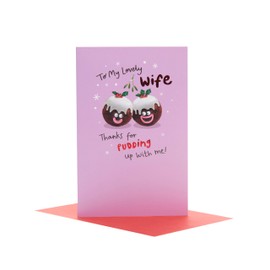 UK Greetings Christmas Card for Wife - Fun Puddings Design