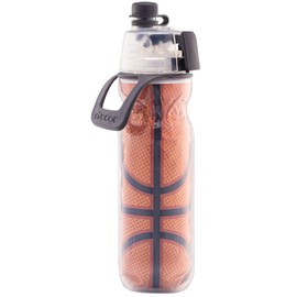 O2COOL Mist 'N Sip Misting Water Bottle 2-in-1 Mist And Sip Function With No Leak Pull Top Spout Reusable Sports Water Bottle - 20 oz (Basketball)