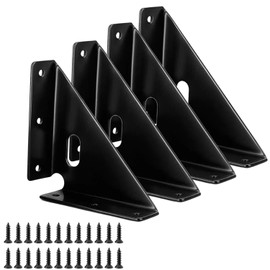 4 Pcs Heavy Duty Gusset Joints, Trapezi Corner Code, Bracket Corner Brace Bracket Fasteners, Furniture Shelf Support Joint Fasteners for Table, Chair Cabinet Bed Stabilization (Black)