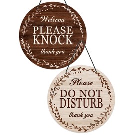 Putuo Decor Welcome Please Knock Do Not Disturb Door Hanger, PVC Round In A Meeting Sign For Office Door, In Session Sign For Therapists Office Clinic Treatment Double Sided Plaque 9 In