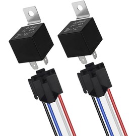 QitinDasen Pack of 2 4-Pin Car Relay, 24 V 40 A SPST Car Relay with Wiring Harness Socket and 14/16 AWG Pre-Wired, for Car, Truck, Boat (Black)