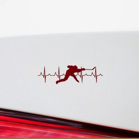 Decal Stickers of Hockey Player Heartbeat for Car Window (Burgundy) (Set of 2) Premium Waterproof Vinyl Decal Stickers for Laptop Smartphone Car Dirt Bike Wall Room Mason Jar - ANDstic916861RE