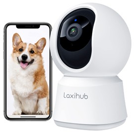 LAXIHUB Dog Camera with App 2K/3MP HD Camera Surveillance Indoor 2.4 GHz, Dog Camera Night Vision Indoor Camera WiFi 2-Way Audio Pet Camera Motion & Noise Detection, Compatible with Alexa