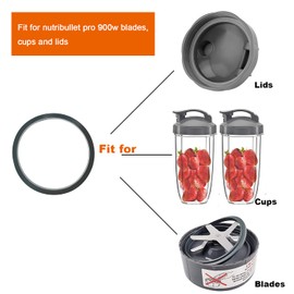 Blender Replacement Parts, 18oz/24oz Cups with Lip Ring, Flip-Top to-Go Lid,Stay Fresh Resealable Lids,Gaskets & Shock Pad Compatible with Nutribullet 600W 900W (GG)