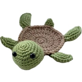 Nordic Style Pure Hand-Crocheted Cute Little Turtle Teacup Mat Wool Woven Coffee Coaster Water Coaster Insulated Table Mat Novel Tea Table Mat Office Water Coaster (Green)