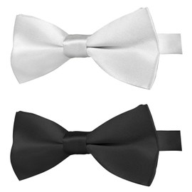 KOOLMOX Dog Bow Ties, Formal Dog Bowtie with Adjustable Dog Collar for Small Puppy Dogs Cats Pets Wedding Birthday Party Christmas Holiday Homecoming Costumes, 2-Pack, Black and White