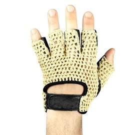 Cycling Gloves Retro Vintage Biker Gloves Padded Black Half Finger Cycling Gloves Training Gloves for Cycling MTB Fitness Lambskin Leather Cotton Size L
