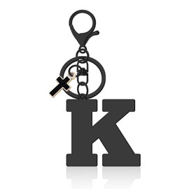Letter Keyring Alphabet Initial Letter Keychain Christian Keyring Gift for Women A-Z Alphabet Initial Letter Key Chain with Cute Cross Pendant Letter Initials Charms for Purse Handbags Keyring(K)