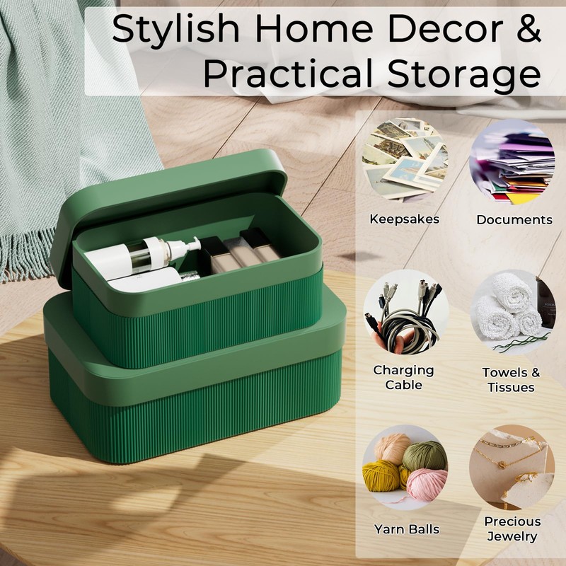 Decorative Storage Boxes Cardboard Organizer Set of 2 for Home